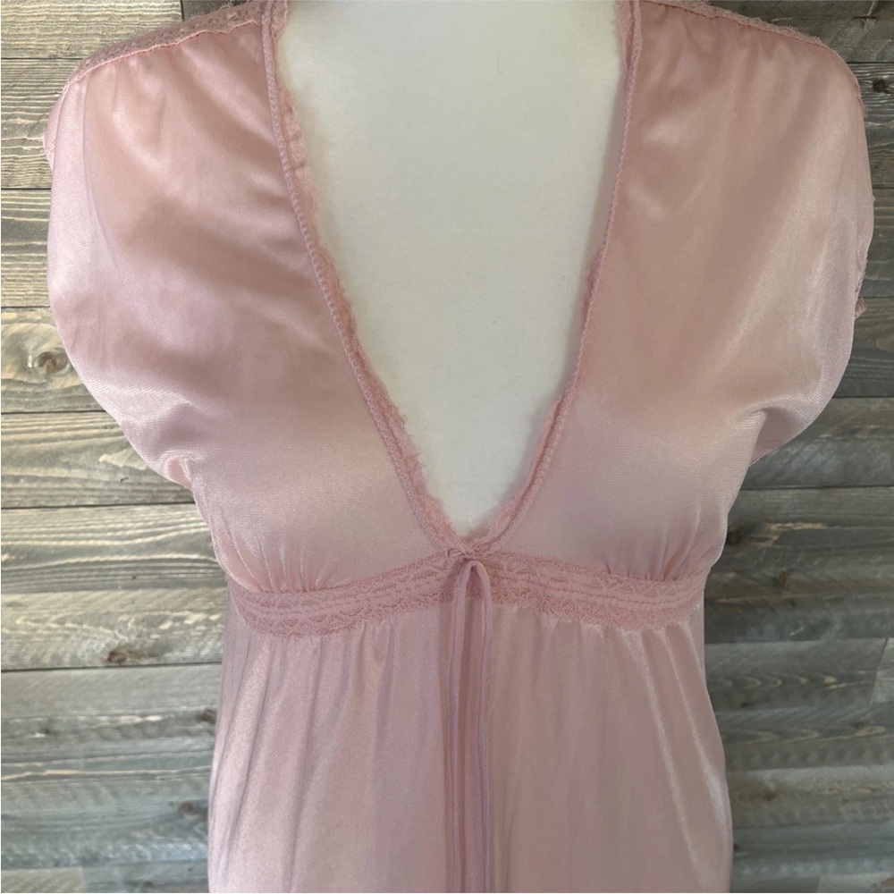 Vintage Philmaid Pink Nylon Long Nightgown S USA